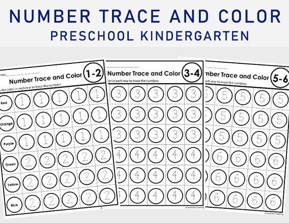 number 1 20 printable tracing and coloring worksheets trace etsy