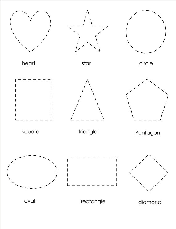 Shape Tracing Worksheets Kindergarten Preschool Shapes Tracing Heart 