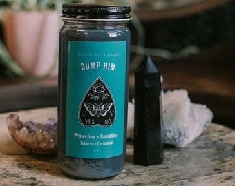 Dump Him Manifestation Candle, Cardamon and Tobacco Scented, Witch Spell, Soy Wax Candle, Biodegradable Glitter, Witchy Gift, Pagan