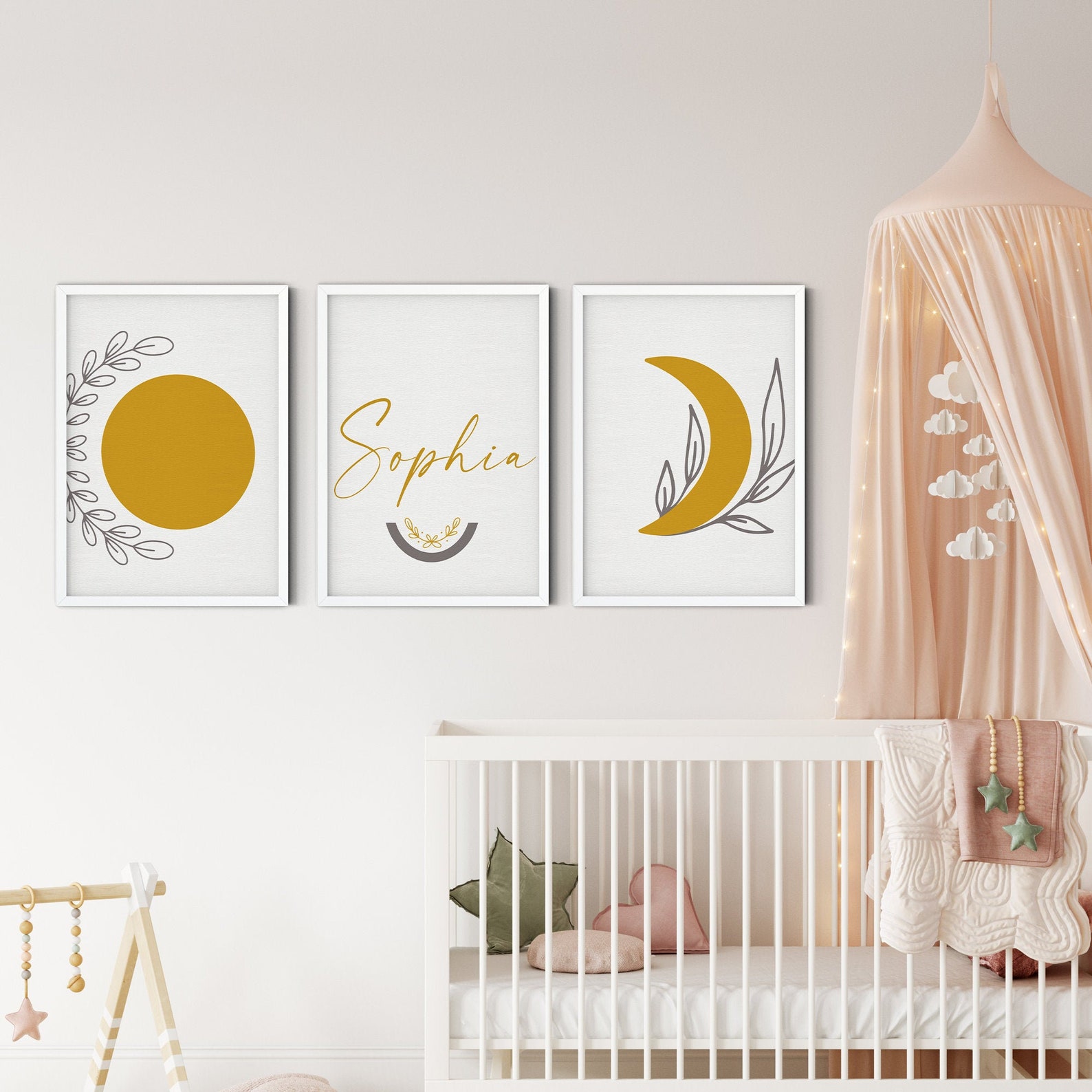 Modern Baby Set Wall Art Personalised Nursery Minimalist Etsy