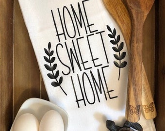 Home Sweet Home Kitchen Towels, Tea Towels, Hostess Gifts, Kitchen Decor