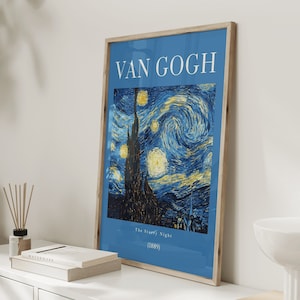 Vincent van Gogh Wand kunstdruck / dunkelblaue Kunstdruck Poster/ helle und farbenfrohe Kunstdrucke/ der SternennachtDruck/ vintage retro