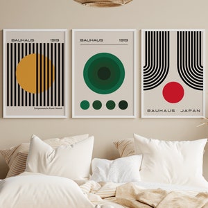 Bauhaus 1919 wall art set of 3 prints/ Modern home decor/ bright and colourful poster set / Retro Vintage  Poster/ modern contemporary