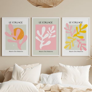 Henri Matisse inspires set of 3 prints/ La collage bright and colourful poster set/ Bedroom set of3 wall art/ Livingroom gallery wall/ gift
