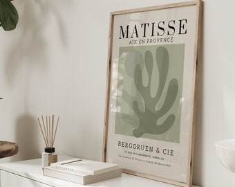 Henri Matisse verde salvia e beige wall art design/ stampa di ritagli verdi/ arredamento della parete della camera da letto/ stampa del soggiorno/ poster del corridoio/ casa moderna