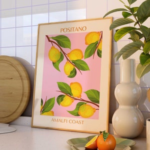 Lemon branch print/Positano poster/ pop art posters/ colourful posters/ gallery wall/ living room prints/ Italy print/ gift
