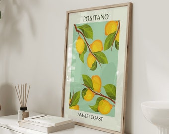 Lemon branch print/Positano poster/ pop art posters/ colourful posters/ gallery wall/ living room prints/ Italy print/ mint green poster