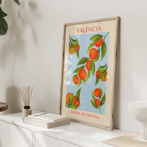 Orange branch print/ Valencia poster/pop art posters/ colourful posters/ gallery wall/ living room prints/ Spain print/ blue orange print