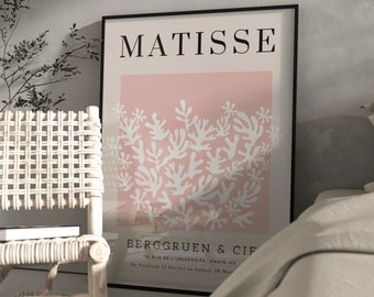 Henri Matisse pink wall art design/ Pastel pink cuttouts/ bedroom wall decor/ Livingroom print/ hallway poster/ modern home decor