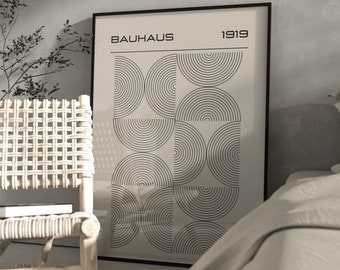 Bauhaus 1919 wall art print/ Modern home decor/ toned poster/ black and beige Retro Poster/Gallery wall addition/ modern  contemporary
