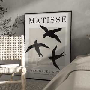 Henri Matisse nero e beige wall art design / stampa di forme di uccello colomba / arredamento camera da letto / stampa soggiorno / poster corridoio / arredamento moderno per la casa