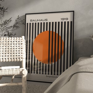 Bauhaus 1919 wall art print/ Modern home decor/ bright orange toned poster/ Retro Poster/Gallery wall addition/ modern  contemporary