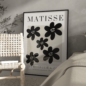 Henri Matisse black and beige wall art design/ flower shapes print/ bedroom decor/ Livingroom print/ hallway poster/ modern home decor