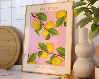 Lemon branch print/Positano poster/ pop art posters/ colourful posters/ gallery wall/ living room prints/ Italy print/ gift