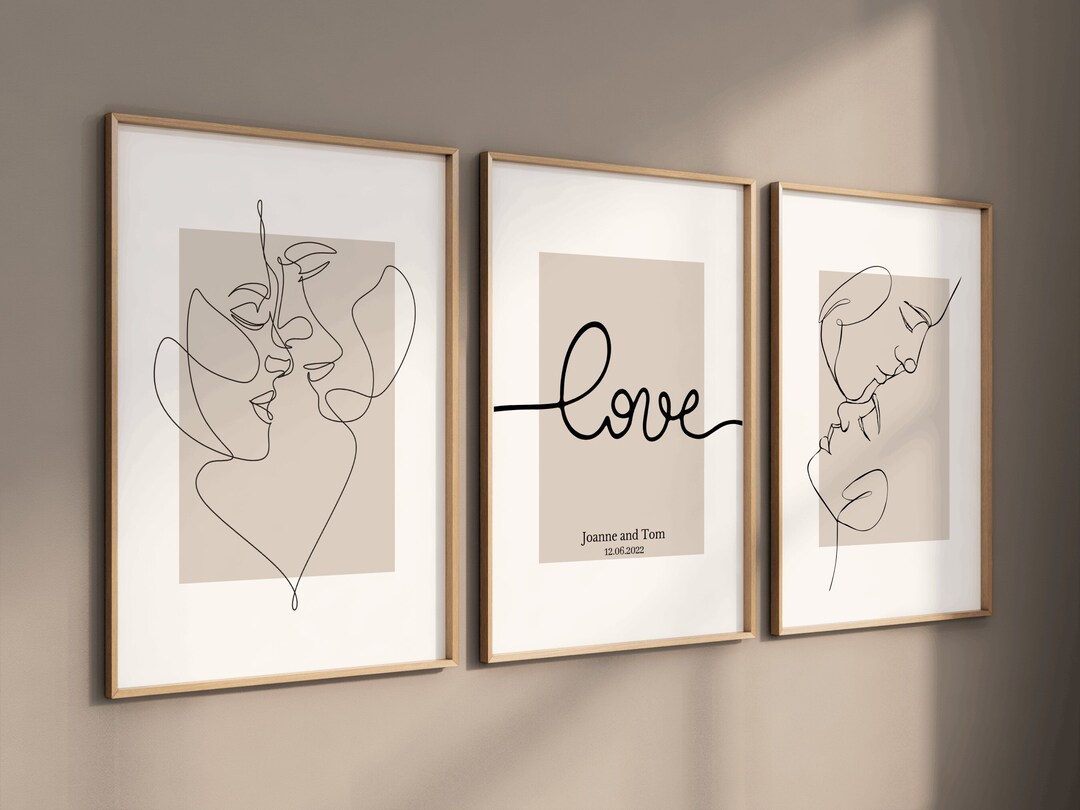Love Couple Bedroom Set of 3 Prints in Beige Colour/ Etsy UK