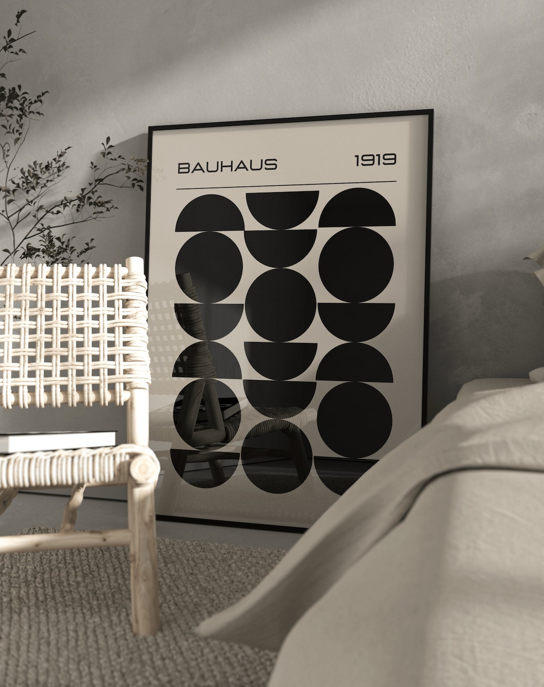 Bauhaus 1919 Wall Art Print/ Modern Home Decor/ Black and Beige Toned ...