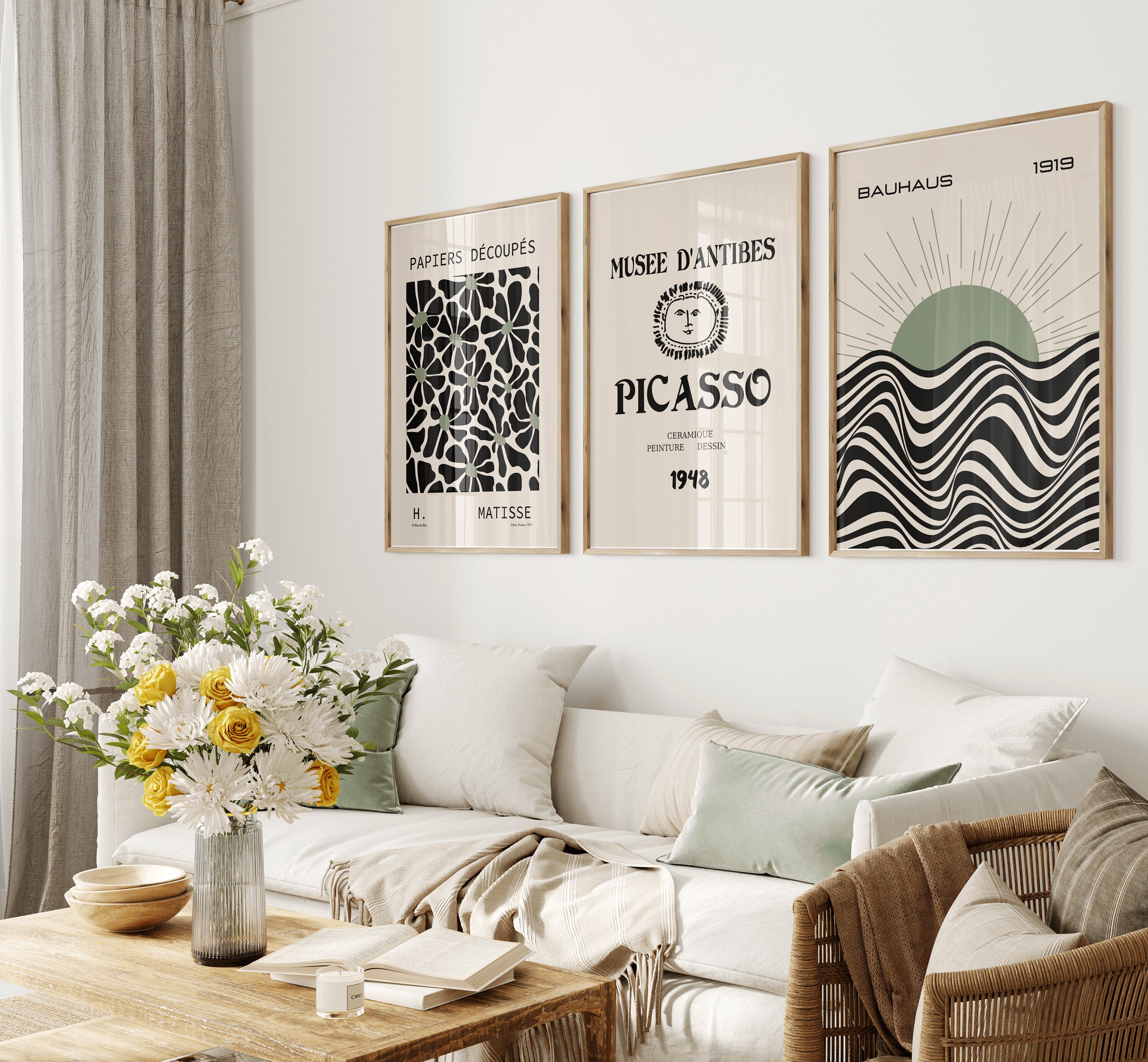 Bauhaus 1919 Wall Art Featuring Sun and Waves/ Modern Home Etsy