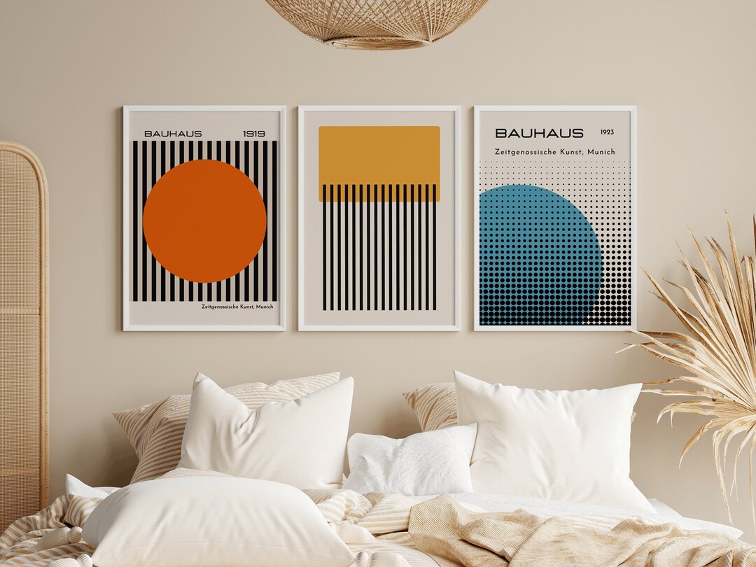 Bauhaus 1919 Wall Art Set of 3 Prints/ Modern Home Decor/ Bright Colour ...