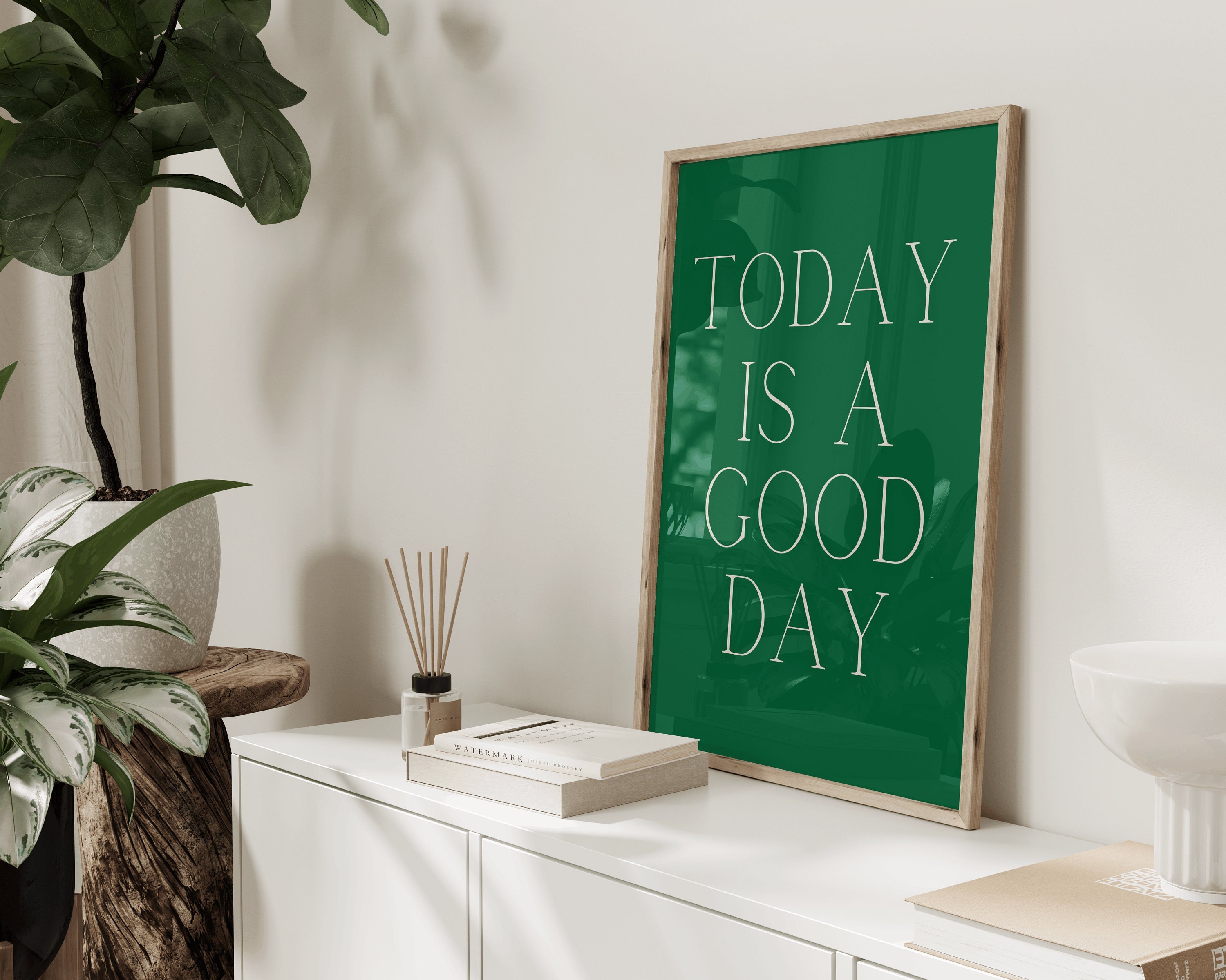 Green Modern Wall Art Quote 'today is a Good Day'/ Etsy