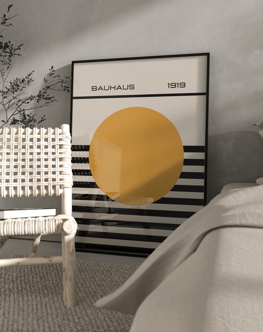 Bauhaus 1919 Wall Art Print/ Modern Home Decor/ Bright Mustard Yellow ...