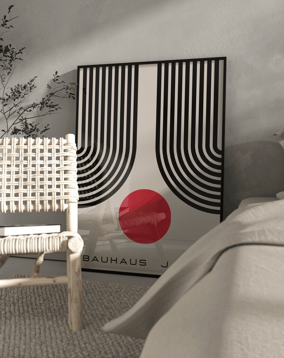 Bauhaus Japan Poster: Modern Red Toned Wall Art Print - Etsy