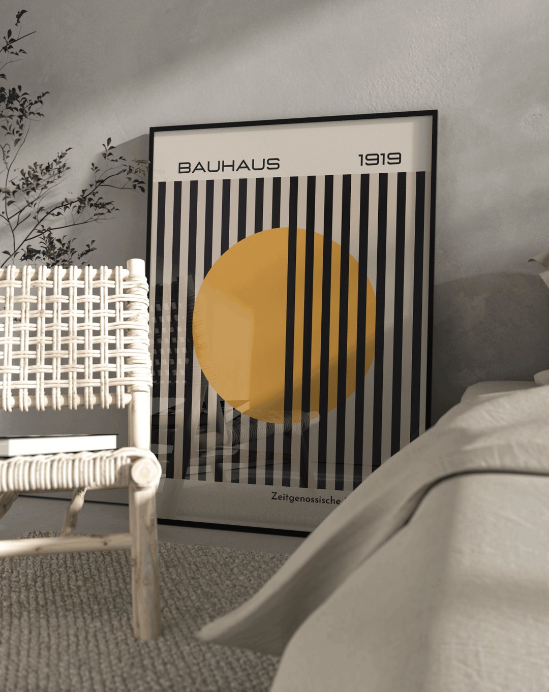 Bauhaus 1919 Wall Art Print/ Modern Home Decor/ Bright Yellow Toned ...