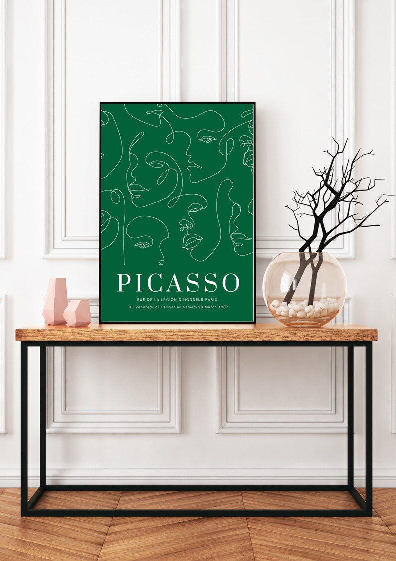 Emerald Green Colour Wall Art Design/ Pablo Picasso Abstract Etsy