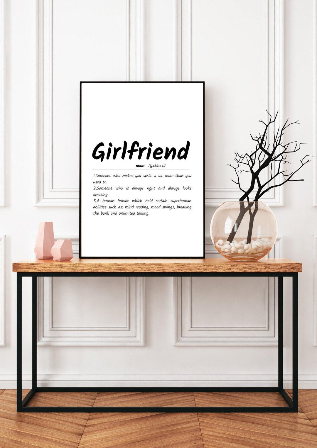 Girlfriend Definition Print, Black & White Typography (unframed) - Etsy UK