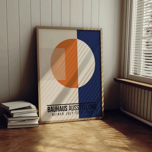 Impression d'art mural Bauhaus/ Décoration d'intérieur moderne/ Poster dans les tons orange, bleu marine et beige/ Poster rétro/ Ajout mural de galerie/ Moderne contemporain