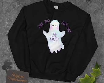 Koszulka z duchem Halloween Hey Boo – zabawna bluza z duchem Halloween – słodka koszulka na Halloween – damska bluza z duchem Halloween – bluza Hey Boo