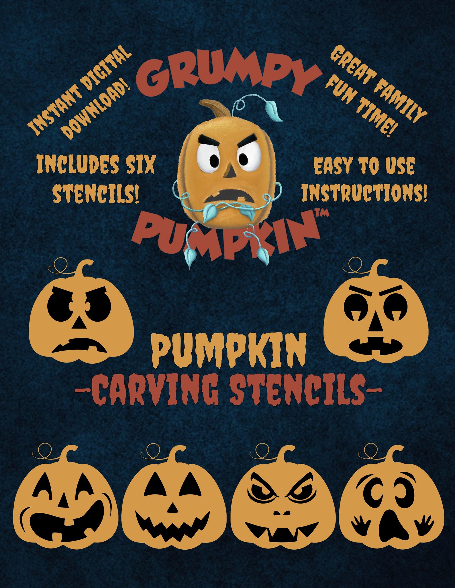 PUMPKIN CARVING Stencils PDF Png, Cool Pumpkin Faces Designs, Pumpkin