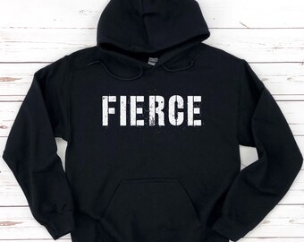 Workout Hoodie Fierce Shirt, Fierce Fearless Sweatshirt, Fitness Gift for Him Husband, Workout Motivational Tee Shirt, Fitness Gift for Her