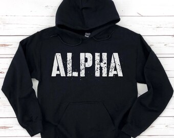 Workout Hoodie ALPHA, Fitness Workout Geschenk für sie ihn, Positive Motivation Shirt für sie ihn, Workout Sweatshirt, ALPHA Shirt, Fitness Tee