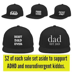 Dad Hat, Dad Snapback Hat, Multiple Designs, Gift for New Dad, Gift For Him, Custom Embroidered Hat, Dad 2023, Dad 2024, Fathers Day Gift