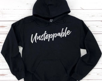 Workout Hoodie unaufhaltsam, Fitness Workout Geschenk für ihn, positives Motivationsshirt für ihn, Workout Sweatshirt, Fitness Shirt Hoodie