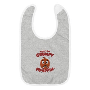 Baby Bib Halloween Grumpy Pumpkin Embroidered, Funny Baby Bib Mommy&#39;s Little Grumpy Pumpkin,Funny Halloween Baby Bib,Two Designs,Trademark