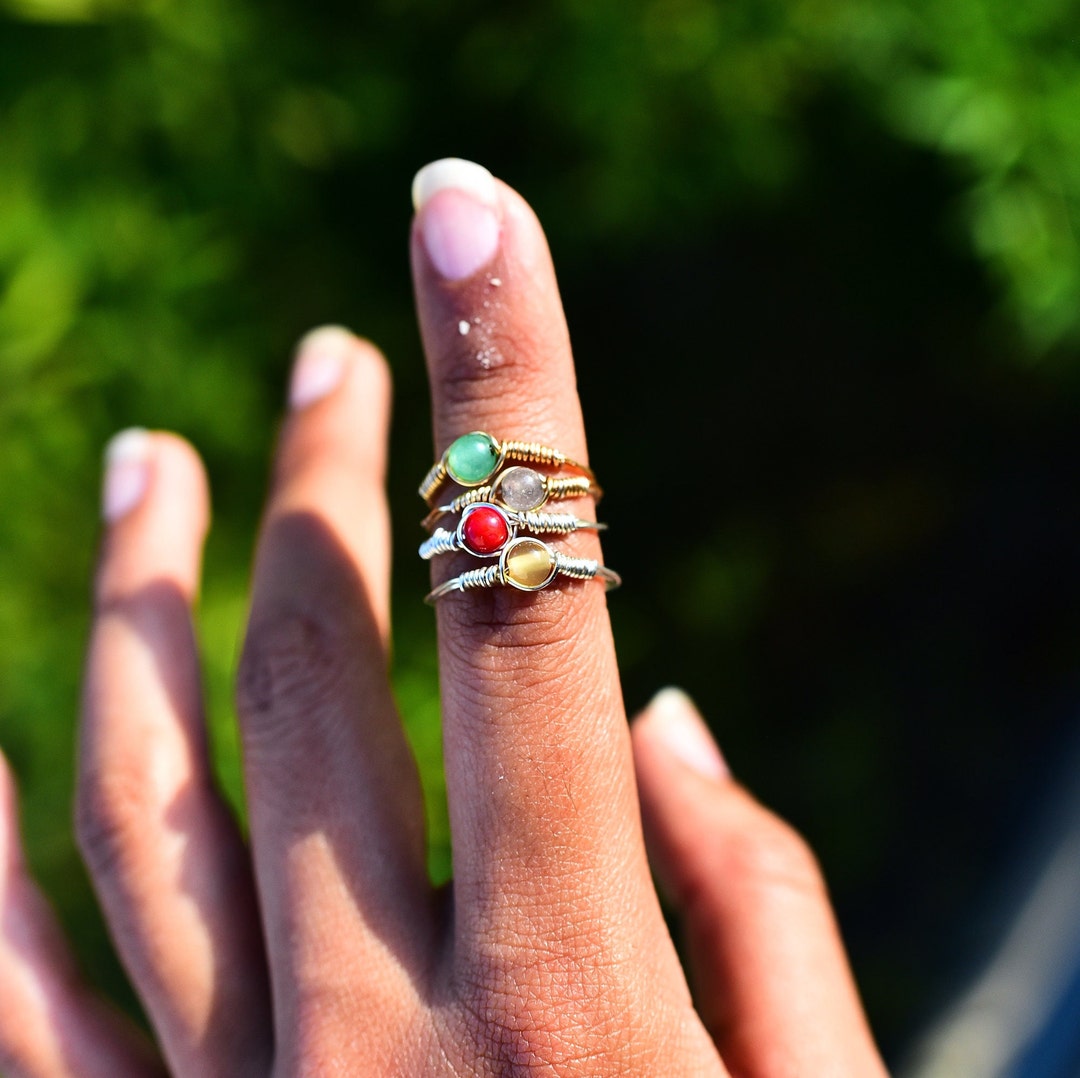 Simple Crystal Rings Simple Small Crystal Wire Wrap Rings - Etsy