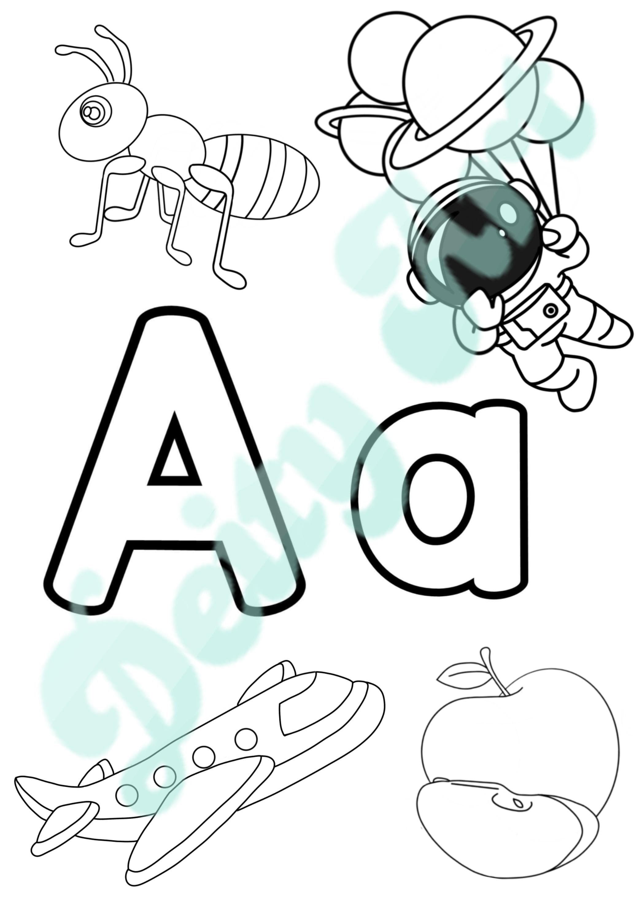 letter aa abc color page worksheet 1 26 digital print etsy