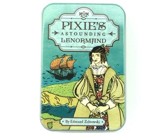 Pixie's Astounding Lenormand in a Tin, Authentic, by Edmund Zebrowski, Pixies Lenormand, US Games Systems