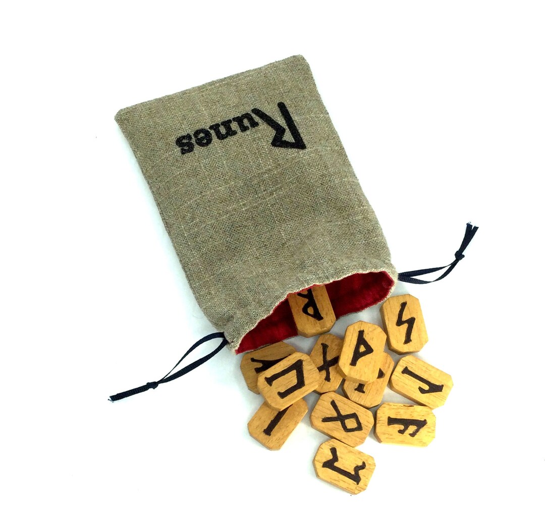 Wooden Runes and Lined Pouch, Twenty-five Runes. - Etsy