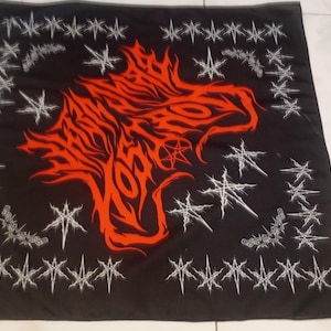 Vintage Skull Bandana  Handkerchief PocketSquare Neckerchief Rock Band