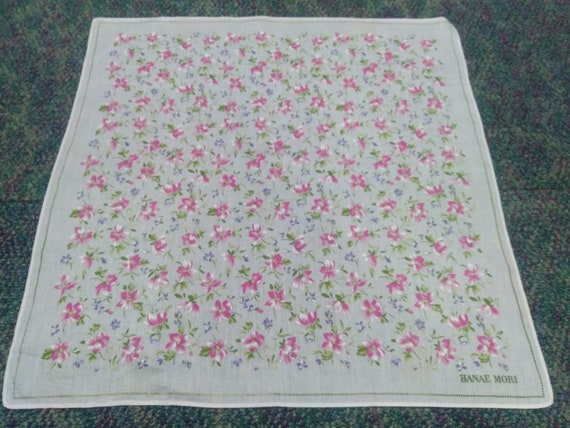 Vintage Hanae Mori Handkerchief Pocket Square - image 1