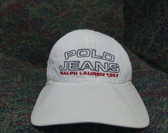 90s POLO JEANS DENIM CAP 星条旗 SNAP BACK Polo Ralph Lauren Hat Snapback Blue Denim Mesh Back USA Flag