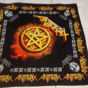 Vintage Skull Bandana  Handkerchief PocketSquare Neckerchief Rock Band