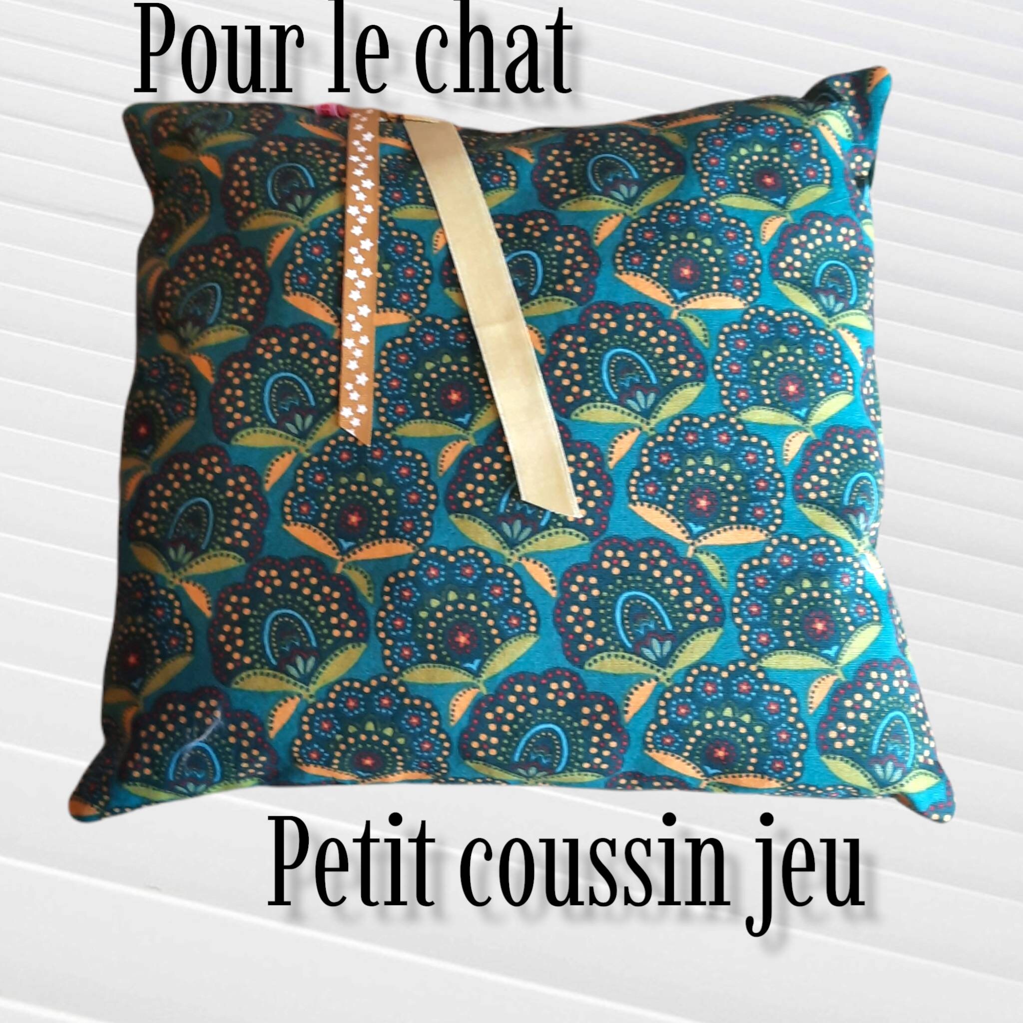 Coussin Jouet Pour Chat Imprimé Vert en Tissu, Couchage Chat