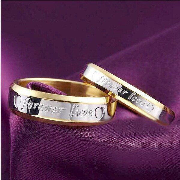 Forever Love Titanium Steel 18k Gold Couple Ring. 6mm wide forever love ring.