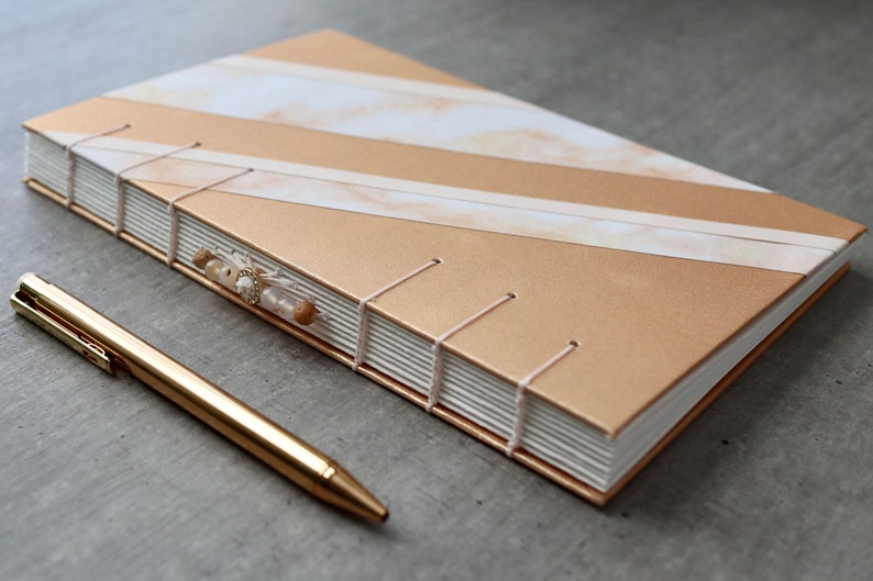 Rose Gold & Quartz Handbound Journal Etsy