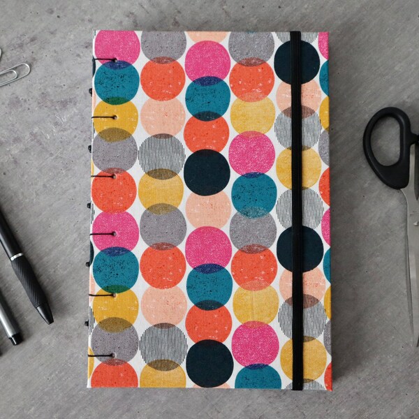 Vintage Dots ~ Hand-Bound Journal with Elastic Enclosure