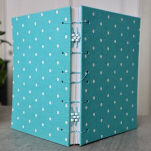 White on Blue Polka-Dots ~ Hand-Bound Journal