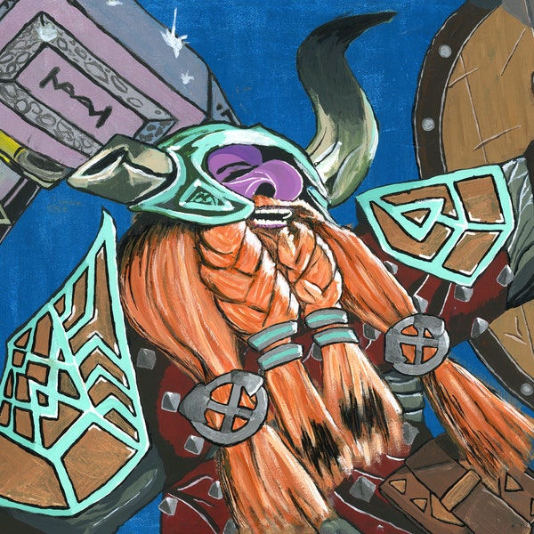 Digital - Art - Painting - Acrylic on Canvas - Dwarf with Hammer and Shield- Aegis-fang - Bruenor Battlehammer - Dungeons and Dragons